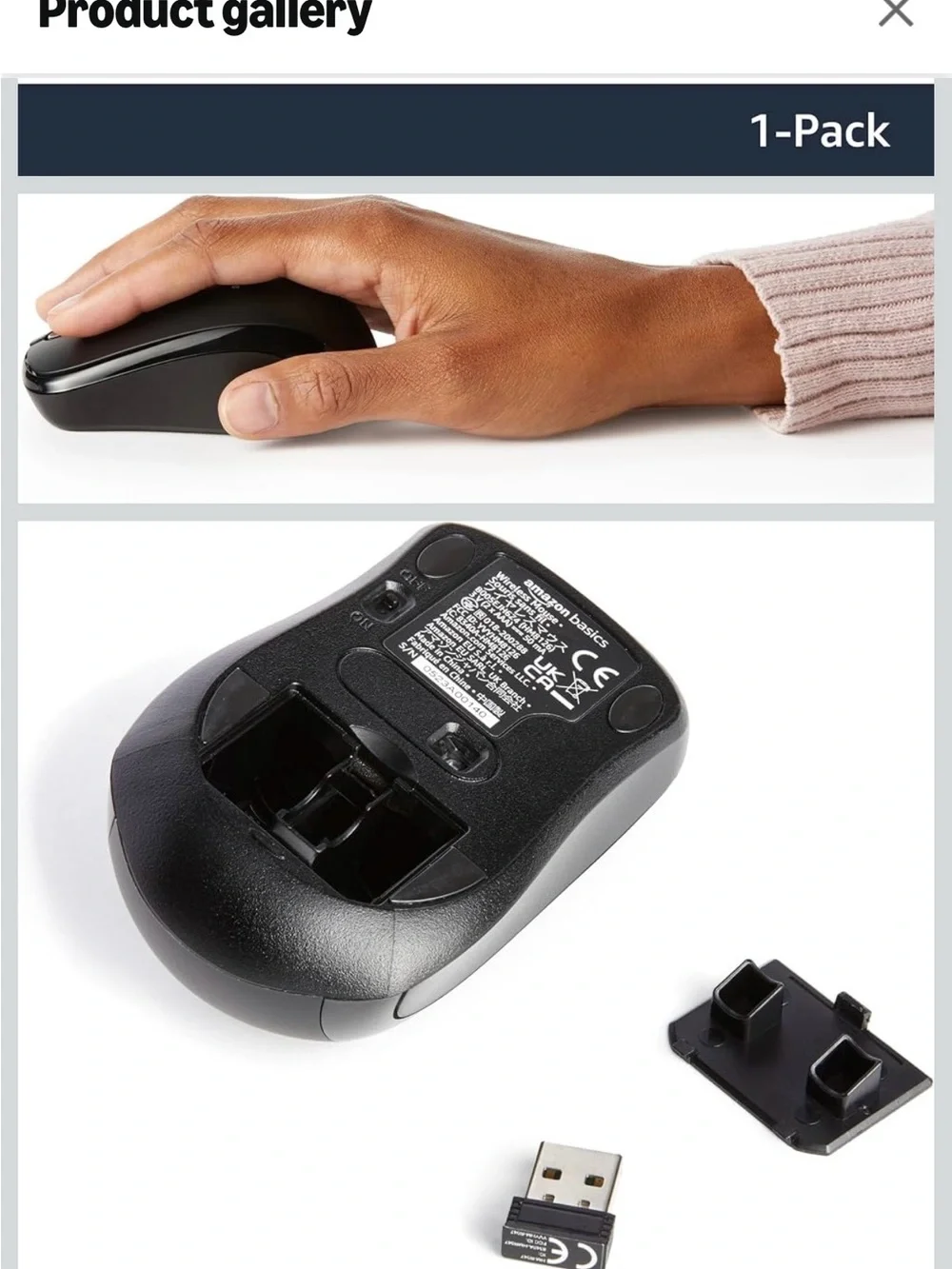 AmazonBasics Wireless Optical Mouse - Black
